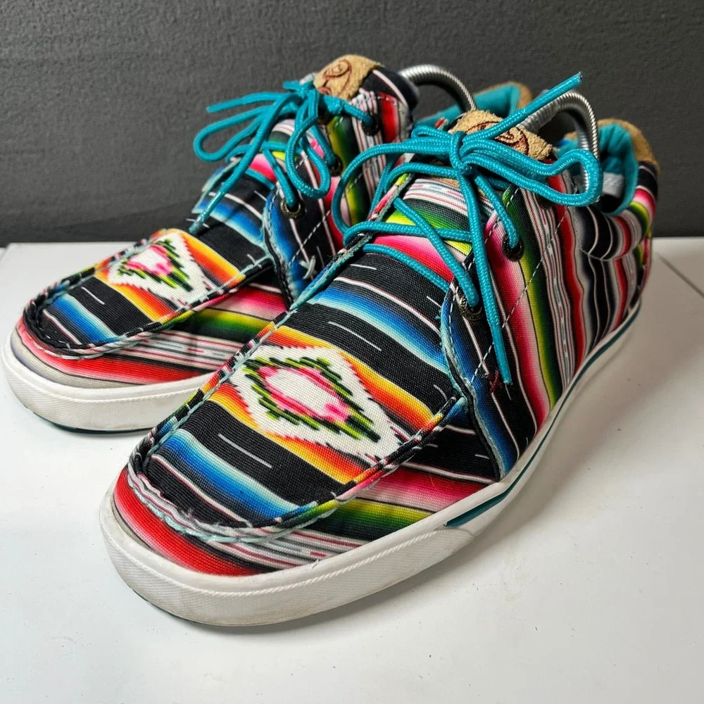 Twisted X Hooey Loper Mens 10M Multi Color Serape Stripe Sneakers WHYC008